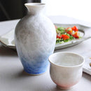陶葊 花結晶 (白地赤青) 酒器 (3点セット)【京焼-清水焼】