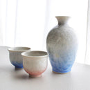 陶葊 花結晶 (白地赤青) 酒器 (3点セット)【京焼-清水焼】