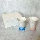 FLOWER CRYSTAL (WHITE & RED) FREE CUP (2 PIECE SET), Kyoto Ware, Kiyomizu Ware