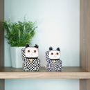 MANEKI NEKO CHECKERED PATTERN BLACK (L), Beckoning Lucky Cat, Edo Art Dolls