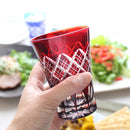 LAYERED YARAI TUMBLER PAIR, Edo Kiriko Glass