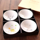 FOUR SEASONS MAGIC COLOR CHANGING HIRASAKAZUKI (4 PIECES), Sake Cup, Mino Ware