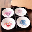 FOUR SEASONS MAGIC COLOR CHANGING HIRASAKAZUKI (4 PIECES), Sake Cup, Mino Ware
