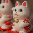 MANEKI NEKO FENG SHUI (WHITE) INNOCENT RELAX, Beckoning Lucky Cat, Edo Art Dolls