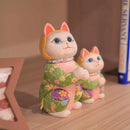 MANEKI NEKO, WISH TO THE STAR (CREPE MULTICOLOR), Beckoning Lucky Cat, Edo Art Dolls