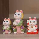 MANEKI NEKO, WISH TO THE STAR (CREPE MULTICOLOR), Beckoning Lucky Cat, Edo Art Dolls