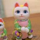 MANEKI NEKO, WISH TO THE STAR (CREPE MULTICOLOR), Beckoning Lucky Cat, Edo Art Dolls