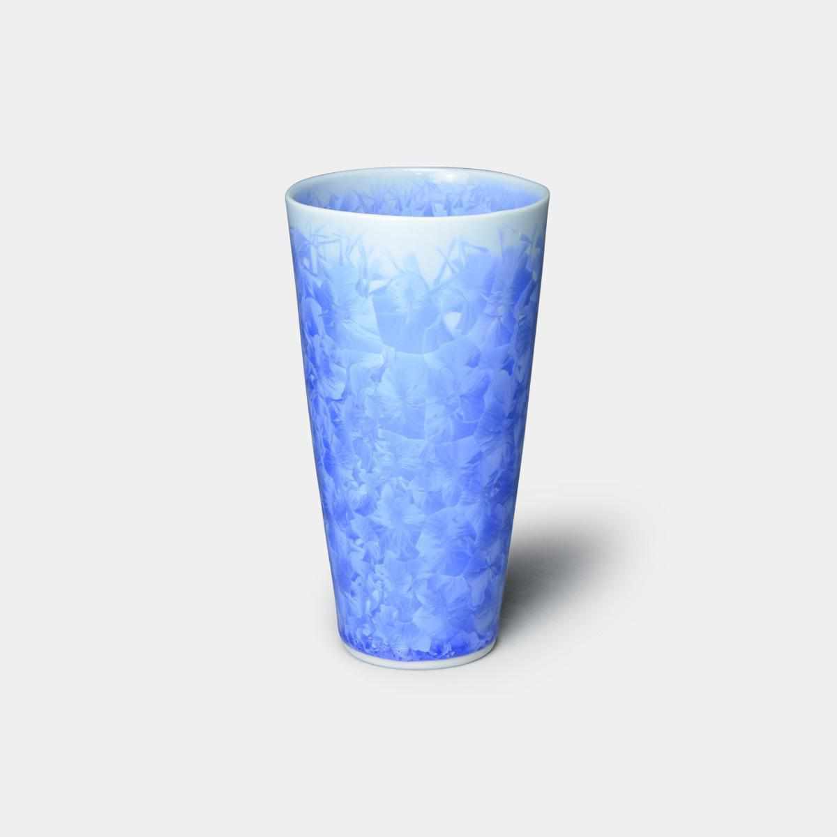 陶葊 花結晶 (青) ビールタンブラー【京焼-清水焼】 ｜ARTISAN