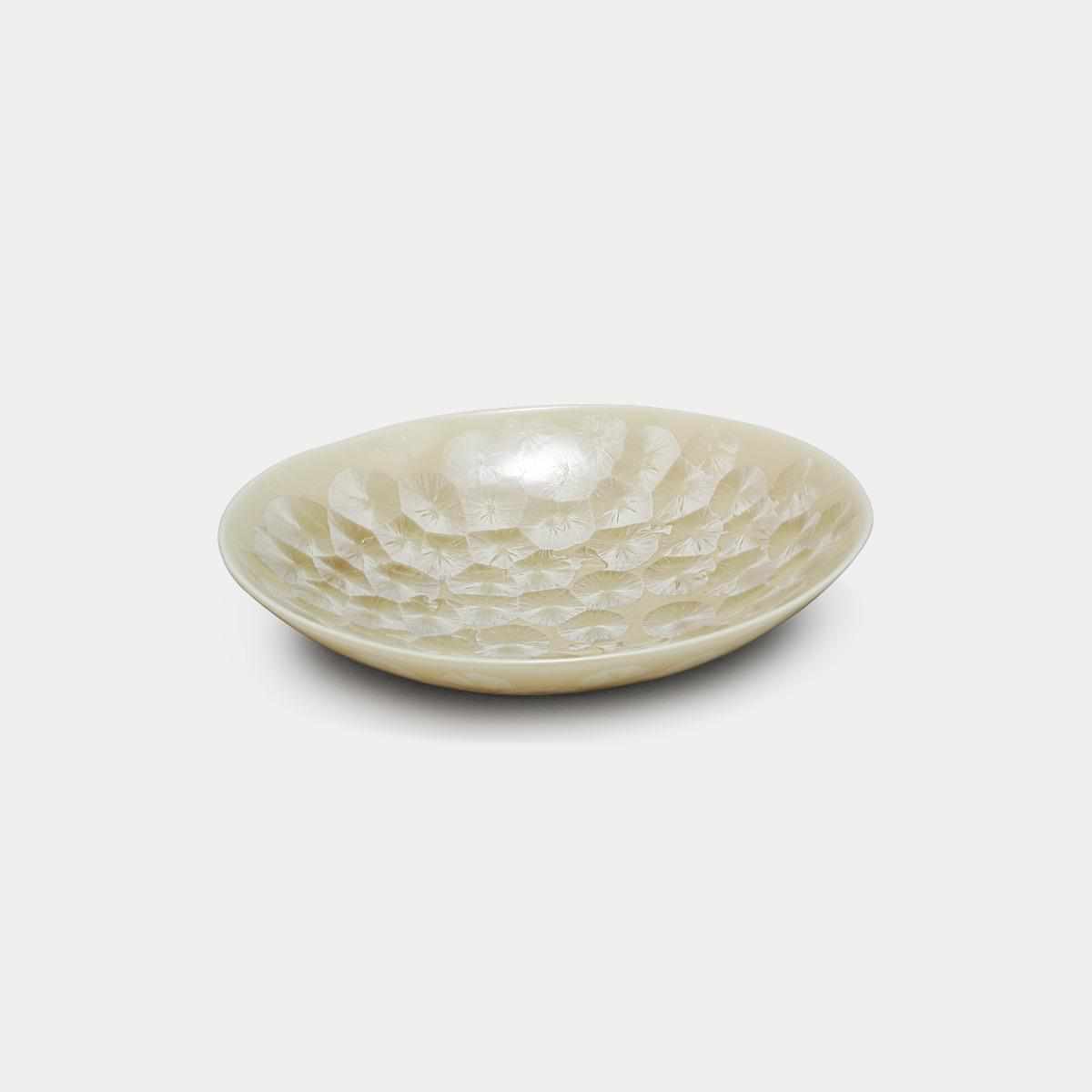 陶葊 花結晶 (茶) 楕円鉢【京焼-清水焼】 ｜ARTISAN