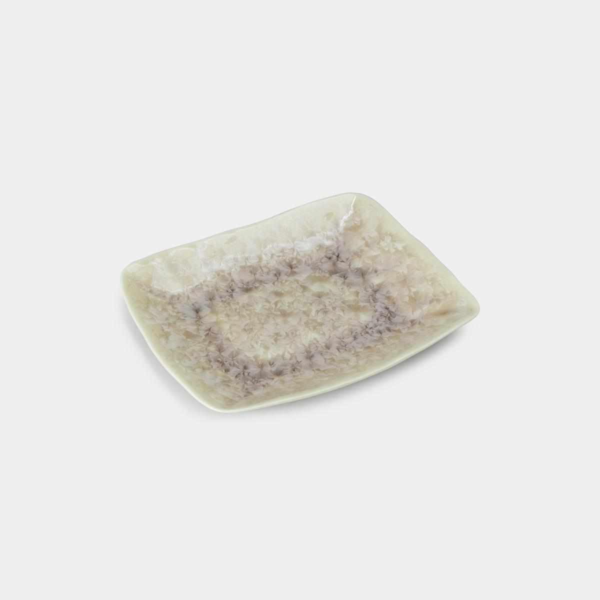 陶葊 花結晶 (茶) 長角皿【京焼-清水焼】 ｜ARTISAN