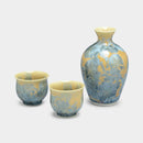 陶葊 花結晶 (炭青) 酒器 (3点セット)【京焼-清水焼】