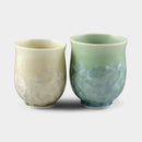 FLOWER CRYSTAL (GREEN TEA) YUNOMI (2 PIECE SET), Japanese Tea Cup, Kyo Ware, Kiyomizu Ware