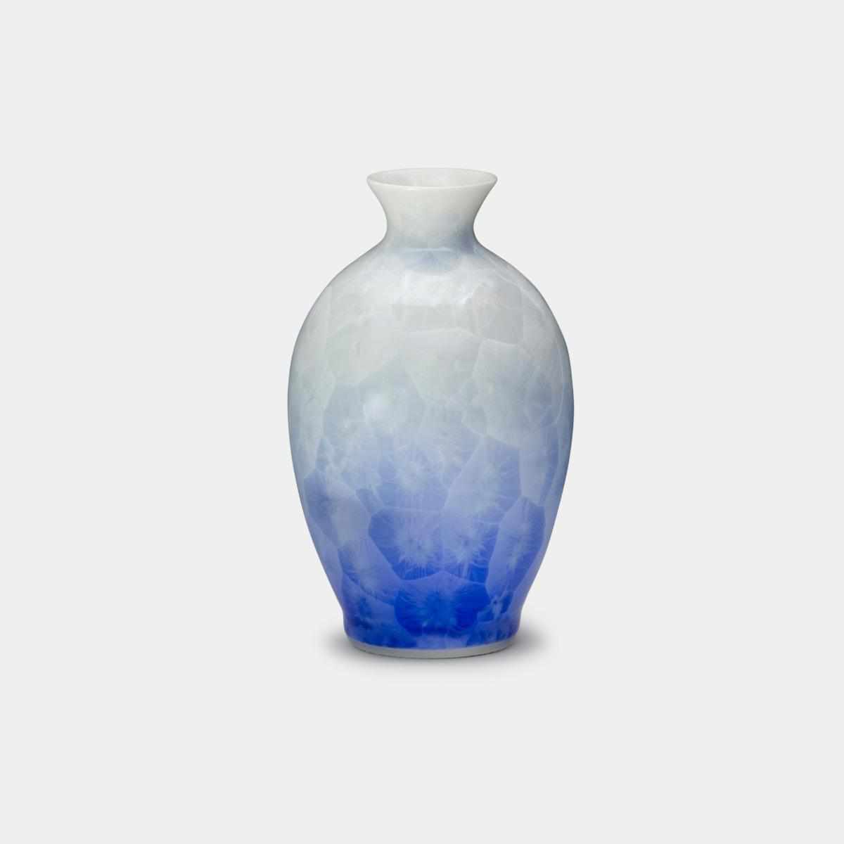 陶葊　花器 陶葊 花結晶 (白地青) とっくり【京焼-清水焼】 ｜ARTISAN