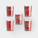 WAJIMA FINISH SANBEIJI CUP 3 CUPS 1 GO VERMILION 5-PIECE SET (CHERRY BLOSSOM, CAMELLIA, GOLDFISH, DRAGONFLY, DRAGON), Sake Cup, Osaka Naniwa Suzuki