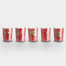 WAJIMA FINISH SANBEIJI CUP 3 CUPS 1 GO VERMILION 5-PIECE SET (CHERRY BLOSSOM, CAMELLIA, GOLDFISH, DRAGONFLY, DRAGON), Sake Cup, Osaka Naniwa Suzuki