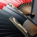 KAKISHIBU LACQUER RED & BLACK CHECKERS (UNISEX) Hand fan | Kanazawa Gold Leaf | HAKUICHI