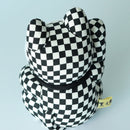 MANEKI NEKO CHECKERED PATTERN BLACK (L), Beckoning Lucky Cat, Edo Art Dolls