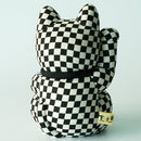 MANEKI NEKO CHECKERED PATTERN BLACK (L), Beckoning Lucky Cat, Edo Art Dolls