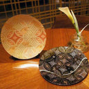 PLATE (HANA CLOISONNE) BEIGE & BLACK 2 PIECE SET, Large Plate, Platter, Nishijin Textile
