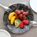 PLATE (HANA CLOISONNE) BEIGE & BLACK 2 PIECE SET, Large Plate, Platter, Nishijin Textile