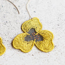 PANSY CHRYSANTHEMUM, Earrings, Kyoto Yuzen Dyeing