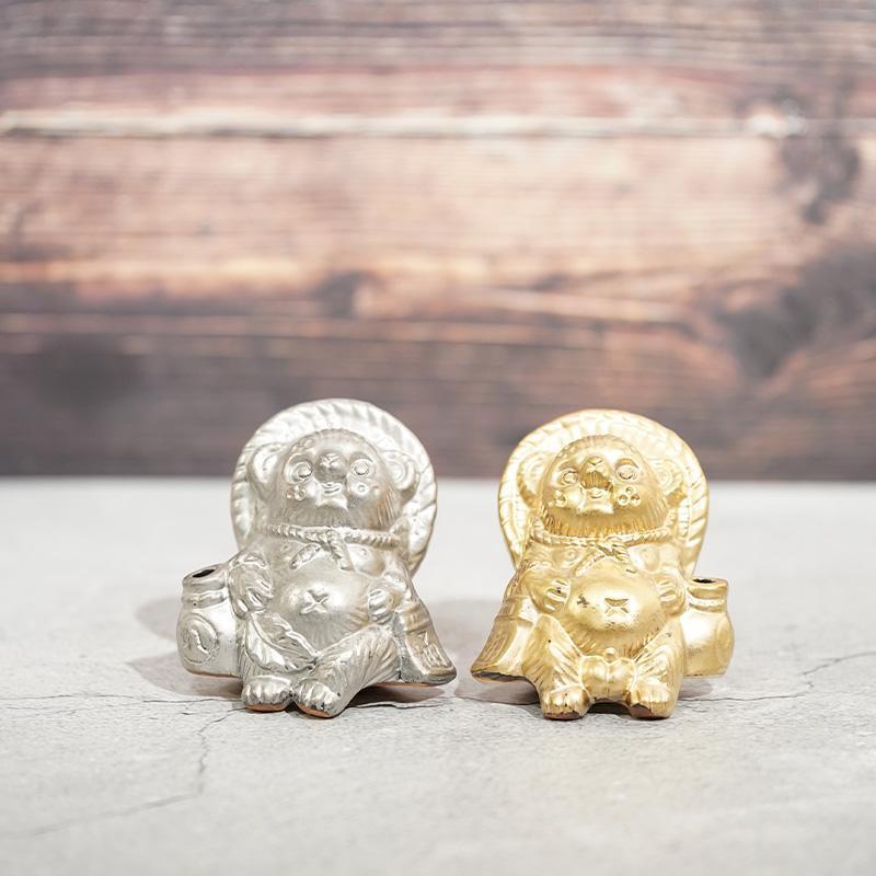 九谷焼コラボ Tanutanu 金銀セット | 信楽焼【置物】 ｜ARTISAN