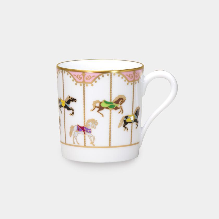大倉陶園 「うまくゆく 回転木馬」ピンク マグカップ【磁器】 ｜ARTISAN