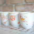 FOUR SEASONS JAPANESE TEA CUP (4 PIECE SET), Japanese Tea Cup, Porcelain