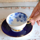 100TH ANNIVERSARY BLUE ROSE CUP & SAUCER, Coffee Cup, Tea Cup, Porcelain