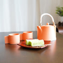 VOYAGE ORENGE ROUSSI TEA POT & TEACUPS 3-PIECE SET, Japanese Tea Set, Mino Ware