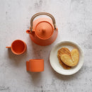 VOYAGE ORENGE ROUSSI TEA POT & TEACUPS 3-PIECE SET, Japanese Tea Set, Mino Ware