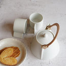VOYAGE BLANC NEIGE TEA POT & TEACUPS 3-PIECE SET, Japanese Tea Set, Mino Ware