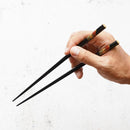 HAND-DRAWN GOLD OR SILVER LACQUR FUJI CHERRY BLOSSOM BLACK (1 SET), Chopsticks, Wajima Lacquerware