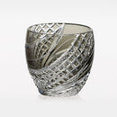 FISH SCALES STRIP, Sake glass, Edo Kiriko, Kagami Crystal