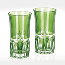 PAIR OF SLIM GLASSES BAMBOO STEM SERIES, Edo Kiriko, Kagami Crystal