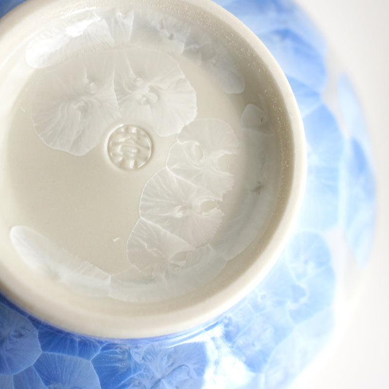 陶葊 花結晶 (白地青赤) 茶碗 (2点セット)【京焼-清水焼】