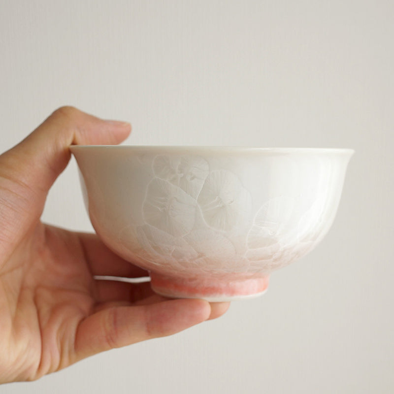 陶葊 花結晶 (白地青赤) 茶碗 (2点セット)【京焼-清水焼】
