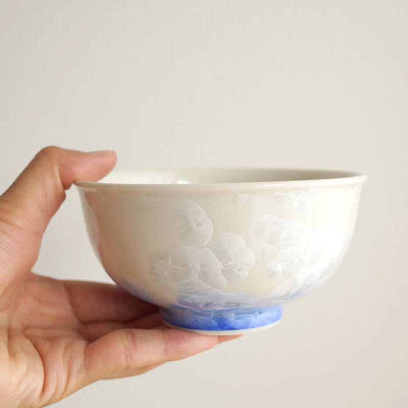 陶葊 花結晶 (白地青赤) 茶碗 (2点セット)【京焼-清水焼】