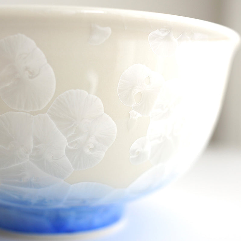 陶葊 花結晶 (白地青赤) 茶碗 (2点セット)【京焼-清水焼】