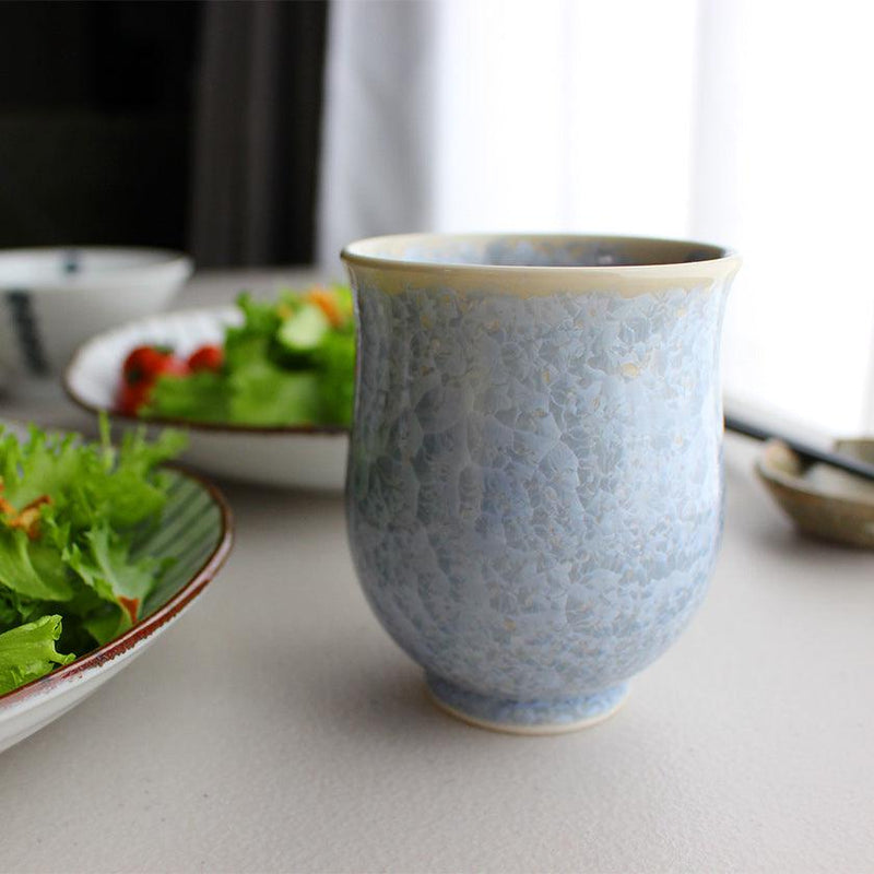 FLOWER CRYSTAL (SILVER FLOWER GOLD FLOWER) YUNOMI (2 PIECE SET), Japanese Tea Cup, Kyo Ware, Kiyomizu Ware