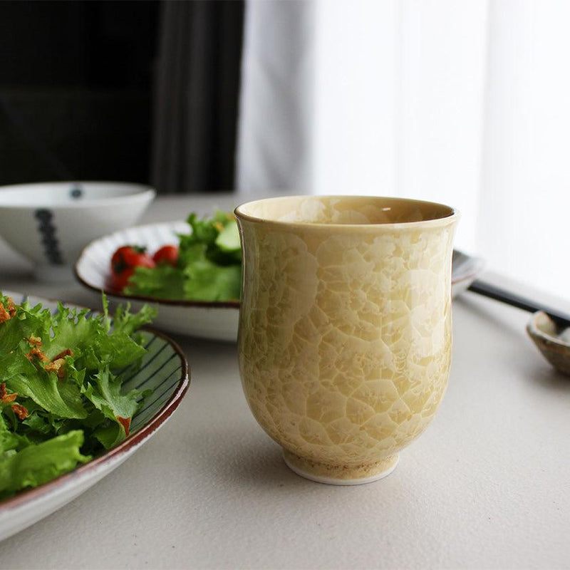 FLOWER CRYSTAL (SILVER FLOWER GOLD FLOWER) YUNOMI (2 PIECE SET), Japanese Tea Cup, Kyo Ware, Kiyomizu Ware