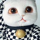 MANEKI NEKO CHECKERED PATTERN BLUE (M), Beckoning Lucky Cat, Edo Art Dolls