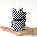 MANEKI NEKO CHECKERED PATTERN BLUE (M), Beckoning Lucky Cat, Edo Art Dolls
