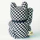 MANEKI NEKO CHECKERED PATTERN BLUE (M), Beckoning Lucky Cat, Edo Art Dolls