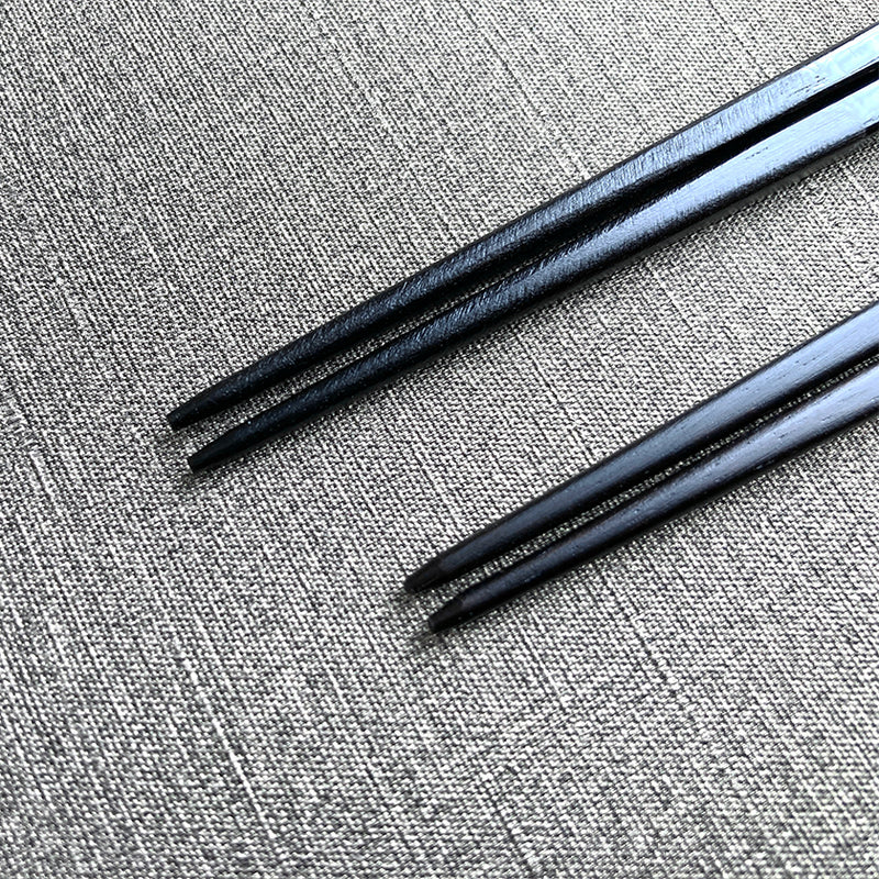 [Chopsticks and Chopstick Rests]a Pair of Ebony SQUARE with Chopstick Rest (8.46inch ＆ 9inch) | MATSUKAN | Wakasa Lacquerware