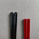 [Chopsticks and Chopstick Rests]a Pair of Ebony SQUARE with Chopstick Rest (8.46inch ＆ 9inch) | MATSUKAN | Wakasa Lacquered Chopsticks