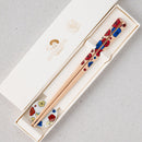 [Chopsticks and Chopstick Rest] KUTANI SEAL UME(Plum) (8.85inch) with Chopstick rest set In a Box | MATSUKAN | Wakasa Lacquered Chopsticks