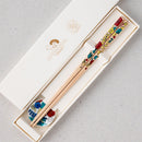 [Chopsticks and Chopstick Rest] KUTANI SEAL GOSHU(Five Flowers) (8.85inch) with Chopstick rest set In a Box | MATSUKAN | Wakasa Lacquered Chopsticks