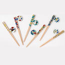 [Chopsticks and Chopstick Rest] KUTANI SEAL GOSHU(Five Flowers) (8.85inch) with Chopstick rest set In a Box | MATSUKAN | Wakasa Lacquered Chopsticks