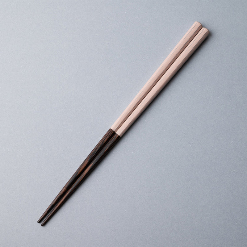 [Chopsticks] HASHIKURA SEASON01 Octagonal Wenge Pale Pink (8.85inch) | MATSUKAN | Wakasa Lacquerware